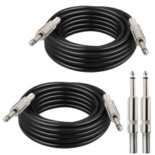 2 Stück 6,35-mm-Lautsprecherkabel, 3 m lang, 6,35-mm-Stecker, DJ-/PA-Instrumenten-Audio-Lautsprecherkabel, Lautsprecherkabel für Audioverstärker