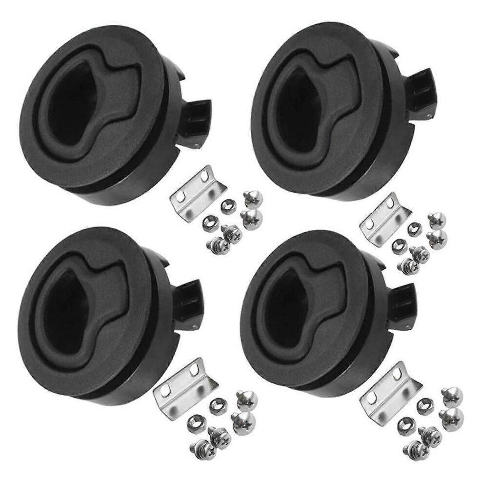 4Pcs Boat Latch Flush Pull Latches Round Plastic Round For Rv Boat Door Hatch Cabinet Pull Locking White 9152359404235