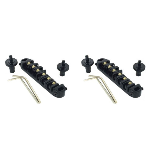 2X Roller Saddle Tune-O-Matic Guitar Bridge for   Electric Guitar Replacement (Black) 1