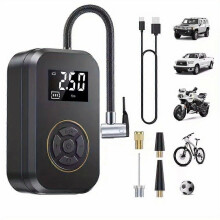 Draagbare bandenpomp met luchtcompressor, digitale manometer, USB-oplaadbaar, LED-verlichting voor auto's, SUV's, fietsen en sportballen (150 PSI)
