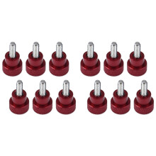 12Pcs M4x10mm Threads High Head-Knurled Thumb Screws Knobs Aluminum Alloy Red Knurled Shoulder Flat Tip Thumbscrew