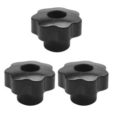 3PCS M10 10mm Dia Thread Black Plastic Star Head Clamping Knob Grip