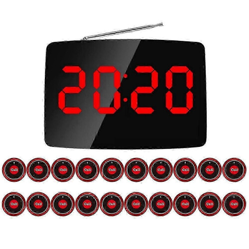 Wireless Pager System for Restaurant with 20 Call Buttons & LED Display