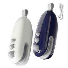 Mini Bag Sealer with Cutter, Rechargeable Handheld Heat Sealer for Plastic Bags, Food Storage White+Blue 2Pcs