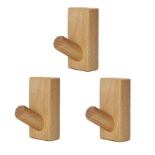 Eenvoudige, massief houten haken voor kledinghangers, badkamerwandhaken, kapstokken voor de slaapkamer, handdoekrekken voor thuis.