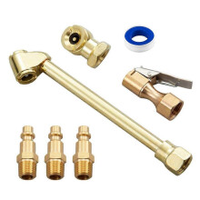 6-teiliges Messing-Luftfutterset, 1/4-Zoll-Kugel-Luftfutter, NPT-Doppelkopf-Luftfutter (Innengewinde) und Reifenfutter mit geschlossenem Durchfluss