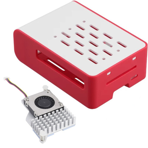 For Raspberry Pi 5 Red-White Cooling Case for Official Active Cooler