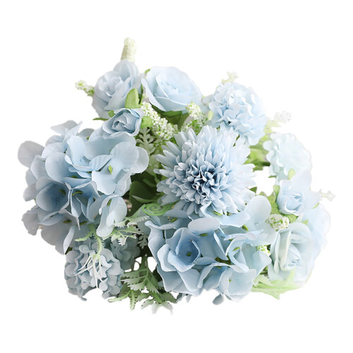 Bouquet artificiale di peonie blu e ortensie con steli 1