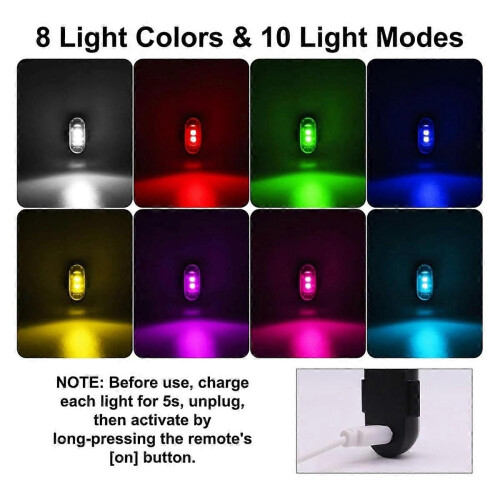 4PCS Wireless LED Strobe Lights with Remote Control, 8 Colors USB Charing Waterproof Emergency Warning Lights 2