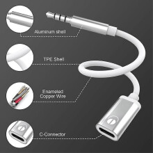3,5-mm-Klinkenstecker auf USB-C-Buchse Audiokabel, analoger Audio-Klinkenstecker-Kopfhöreradapter für MP3-Player, Laptop, Tablet