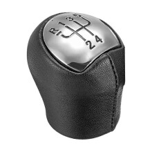 5 Speed Chrome Leather Car Gear Shift Knob Shifter Lever for