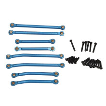 RC Rod Linkage Kit Aluminum Alloy RC Gear Link Linkage Rod Light Weight High Clearance RC Links Set for Traxxas 1/18 TRX4M RC Car Blue
