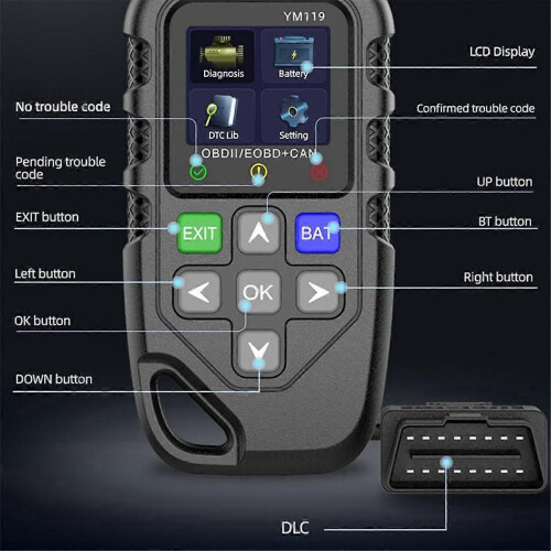 YM119 OBDII Scanner Diagnostic Tool OBD2 Code Reader Car Auto Diagnostic Tool Work for All Cars 1