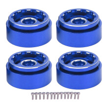 4pcs RC Car Beadlock Wheels Rims Wear Resistance Aluminum Alloy 1.0 Inch Wheels Rims for Traxxas 1/18 RC Cars Blue