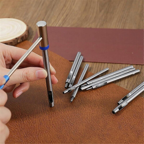 10 Piece Leather Hole Punch Tool Set, for Belts, Canvas 1