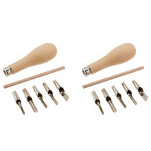 2x Linolschnitt-Gummistempel-Schnitzwerkzeug-Set mit 10 Klingen und Holzgriffen