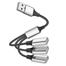 USB-zu-USB-2.0-Triple-USB-Port-Hub-OTG-Adapterkabel, Daten- und Ladekonverter, USB-Verlängerungs-Splitter, USB-A auf 3 USB