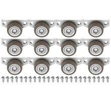 12 stuks meubelwielen, 1,25 inch, kleine zijmontagewielen, laag profiel, niet-draaibaar, stijf, stil, voor lades