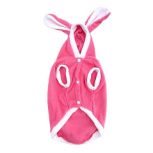 Warme, schattige konijnenknuffel voor huisdieren, winter/herfst, warme hoodie, kostuumkleding voor honden en katten (roze, maat S)