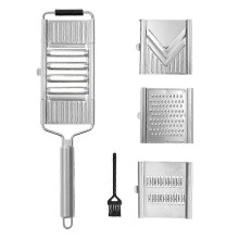 Gemüseschneider-Set, 4-in-1-Küchenschneider aus Edelstahl mit austauschbaren Messern, multifunktionale Käsereiben