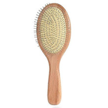 Houten haarborstel met stalen naalden, haarborstel met pinnen, hoofdmassage, haarverzorging, houten ontwarrende kam.
