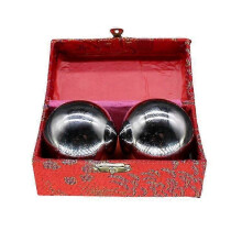 2-delige Baoding ballenset-Chinese gezondheids-, oefen- en stressverlichtingsballen (zilver, 38 mm) 2025