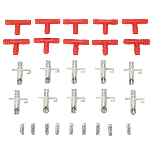 10 Sets Practical Automatic Red Water Feeder Nipple Waterer Drinker For Rodent Rabbit Bunny New