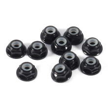 10 Stück M2 Nylon-Einsatz-Selbstsicherungsmuttern aus Aluminium, Sechskant-Sicherungsmuttern, schwarz
