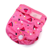 Atmungsaktive, auslaufsichere, verstellbare und waschbare Hunde-Hundehose für Zuhause und draußen, Pinke Wassermelonen-Optik, XS