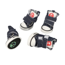 4 stuks canvas puppyschoenen, stijlvol, schattig, antislip, ademend, comfortabel, pootbeschermers voor kleine honden en andere huisdieren.