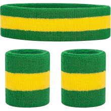 (Groen) Zweetbandenset Sport Hoofdband Polsbandenset Zweetbanden Badstof Polsband Zweetband Hoofdbanden Vochtregulerend Zweetabsorberend Hoofdband
