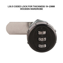 Kastslot met 3-cijferige code, nokkenmechanisme, zinklegering, wachtwoordbeveiliging, lengte 30,5 cm.