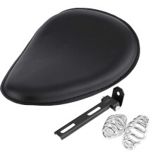3" Motorcycle Black Leather Solo Seat W/ Mount Spring Bracket for Chopper Bobber Custom
