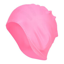1 Stück Sport-Schwimmkappe aus Silikon, dehnbar und bequem für langes Haar, mit Ohrenschutz für Schwimmbad, rosa