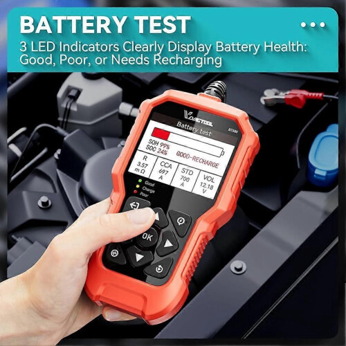 VDIAGTOOL Δοκιμαστής Μπαταρίας Αυτοκινήτου 6V 12V 24V VDIAGTOOL BT500, 2