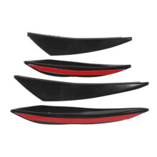 Set of 4 Universal Gloss Black Rubber Front Bumper Spoilers for Modification