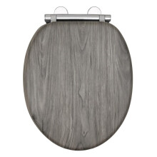 AQUALONA Luxury Grey Oak Effect Toilet Seat  Soft Close MDF Moulded Wood S