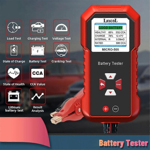 LANSL Micro-500 12V Δοκιμαστής Μπαταρίας Αυτοκινήτου 40-3000 CCA Δοκ 1
