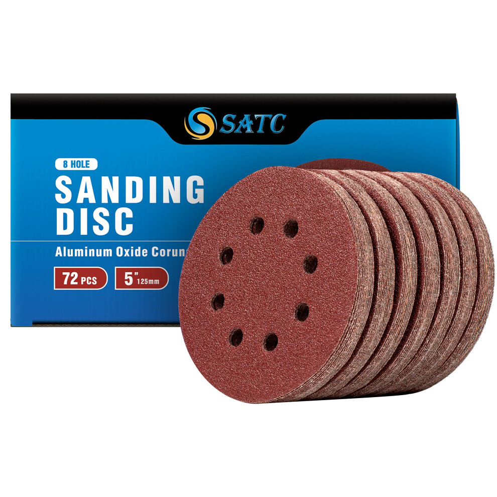 Satc Sanding Discs 40 Grit 72Pcs Orbital Sander Discs 125Mm Hook And Loop Round Orbital Sander Pads For Sanding 5051226596315