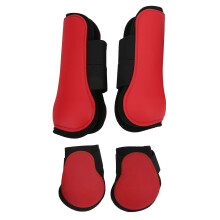 4-teiliges Set Pferdesehnenschutzstiefel, weiche, rutschfeste Polsterung aus PU-Schale, Sehnenschutzstiefel für Pferde, Set in Rot, Größe XL