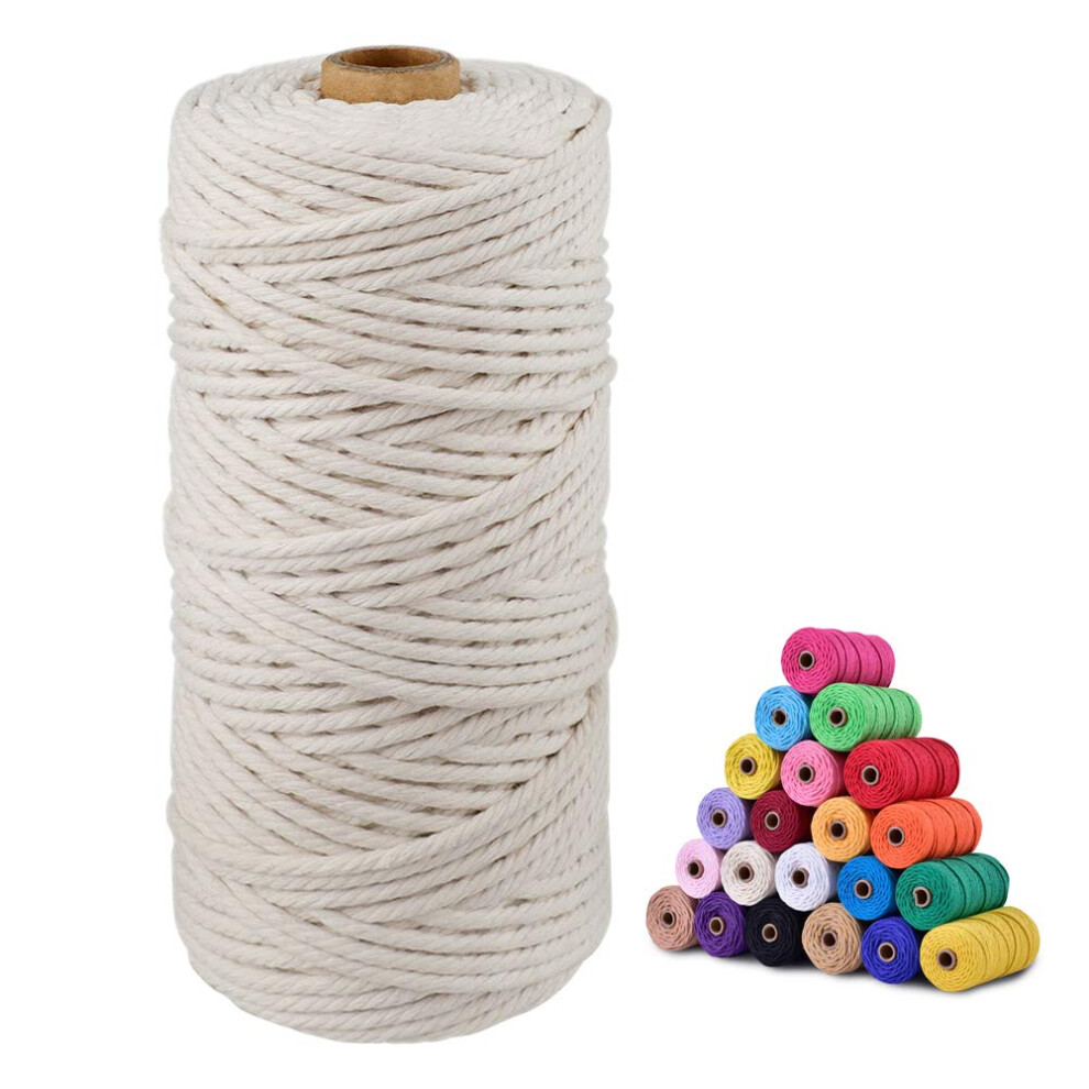 Jijacraft 3Mm Beige Macrame Cord 100M Cotton String Twine For Crafts Graden 6487263795135