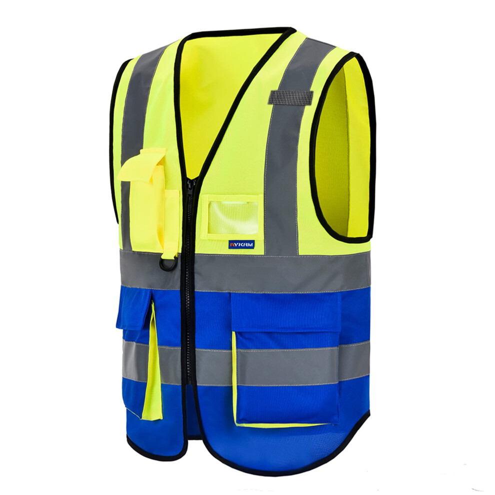 Aykrm 6XL7xl 8XL Hi Vis Zipper Front High Visibility Vest Hi Vis Executive 3342907825391