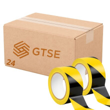 GTSE Hazard Tape Black and Yellow 50mm 2 x 33m Strong Adhesive WarningCauti