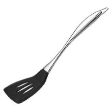 Antihaftbeschichteter Silikon-Schlitzspatel, hitzebeständiger Edelstahlgriff, flexibles Küchenutensil