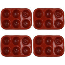 Silikon-Schokoladenform mit 6 halbkugelförmigen Vertiefungen, 4-teiliges Backform-Set