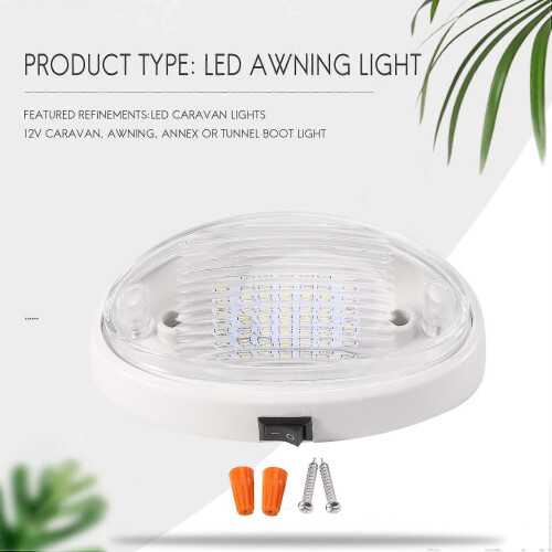 12V LED Light with Switch Caravan Boat Awning Annex Tunnel Boot White 1