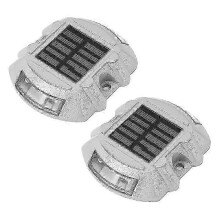 Wiederverwendbare Solarstraßenbeleuchtung, 2 Stück 6 LED-Bodenleuchten für Garten, Rasen, Wege, Terrassen, Docks, weiße Warnleuchten (2