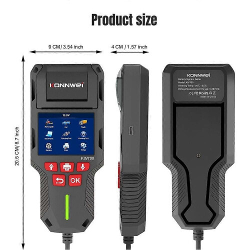KONNWEI KW700 12V 24V Δοκιμαστής Μπαταρίας 10-2000CCA με Εργαλεία Δοκι 1