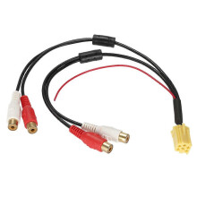 Beliebter Mini-6-Pin-ISO-Adapter mit Aux-Ausgang, 4-poligem Kabel und 4 Cinch-Steckern für Sitze