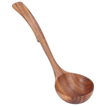 Houten soeplepel van acaciahout, paplepel, bestek, keukengereedschap voor thuis en voor kinderen.
